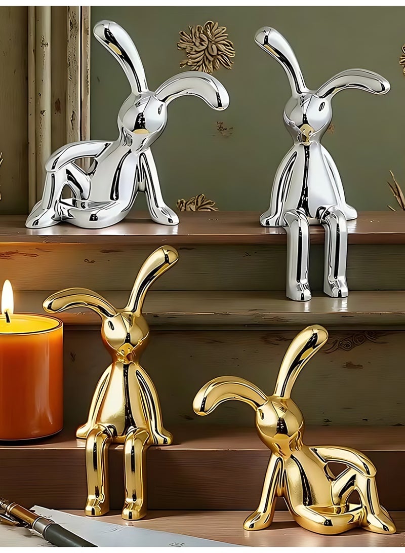 Set of 4 Rabbit Car Ornaments Light Luxury Ornaments Cute Car Interiors Car Decorations Creative Car Centre Console Jewelry - Image 1